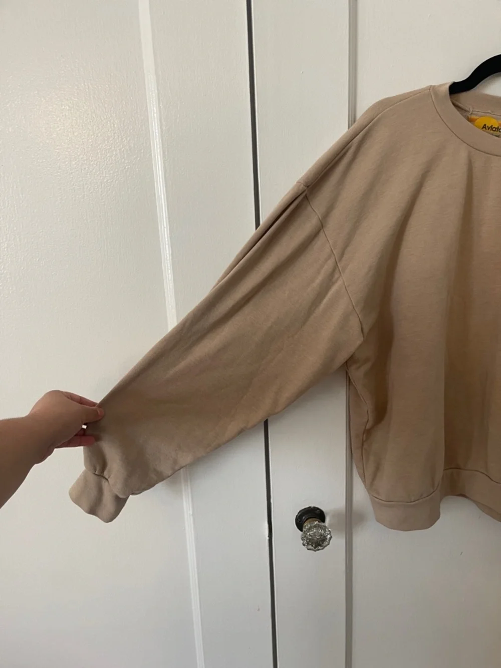 Aviator Nation Beige Sweatshirt with Rainbow Heart Patch - Picture 3 of 10